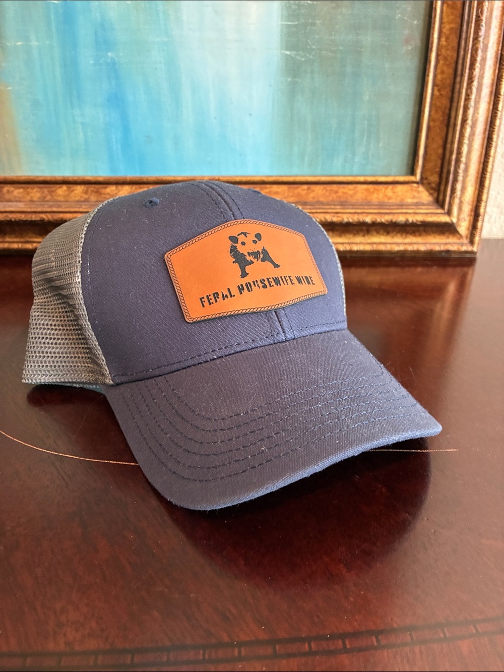Women’s Navy Mesh Snapback Cap - Feral Housewife Wine